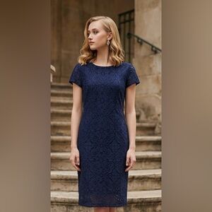 Banana Republic Factory Navy Blue Lace Sheath Dress